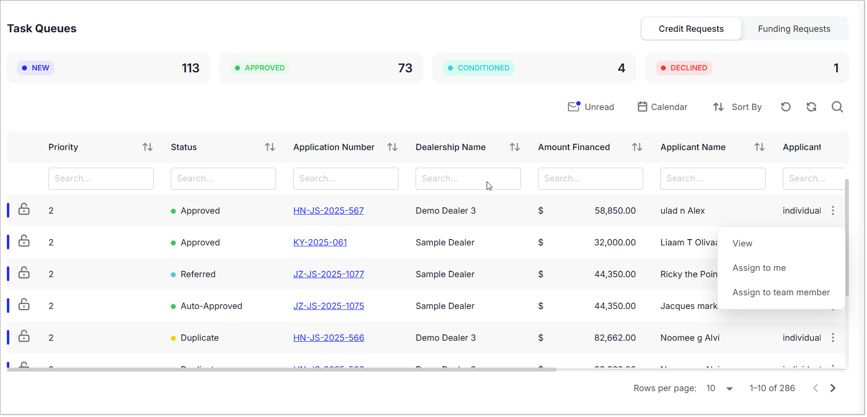 Credit Requests