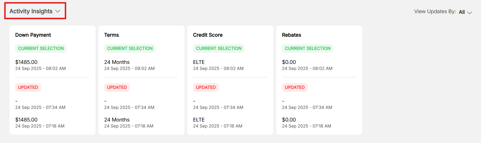 expand or collapse the Activity Insights