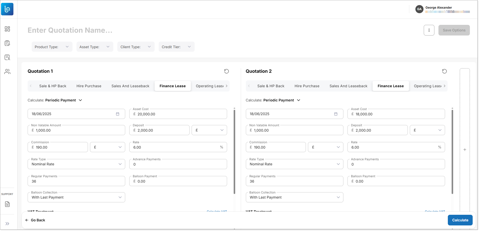 Generate Quote Results Calculate Comparison