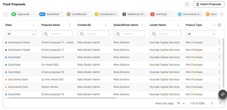 Introducer Dashboard Searchable Table
